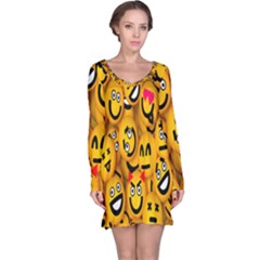 Smileys Linus Face Mask Cute Yellow Long Sleeve Nightdress by Mariart
