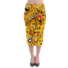 Smileys Linus Face Mask Cute Yellow Midi Pencil Skirt by Mariart