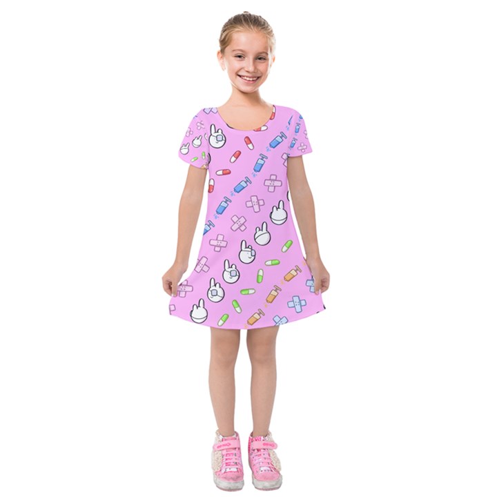 Chaffyyami Nurse Desktop Kids  Short Sleeve Velvet Dress