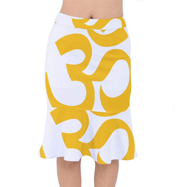 Hindu Om Symbol (Gold) Mermaid Skirt