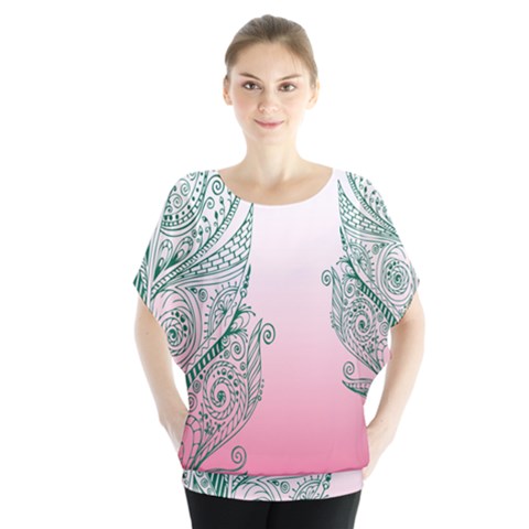Toggle The Widget Bar Leaf Green Pink Blouse by Mariart