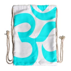 Aum Om Cyan Drawstring Bag (large) by abbeyz71