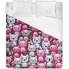 Cute Doodle Wallpaper Cute Kawaii Doodle Cats Duvet Cover (california King Size)