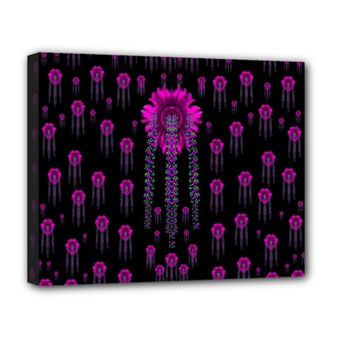 Wonderful Jungle Flowers In The Dark Deluxe Canvas 20  X 16   by pepitasart