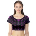 Wonderful Jungle Flowers In The Dark Short Sleeve Crop Top (Tight Fit) View1