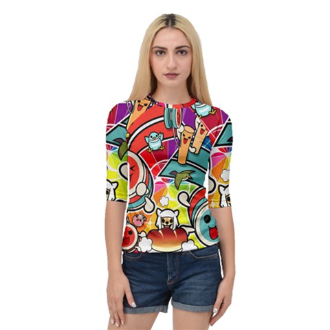 Cute Doodles Wallpaper Background Quarter Sleeve Tee by Nexatart