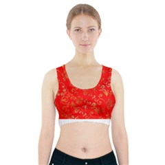 Golden Swrils Pattern Background Sports Bra With Pocket