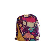 Cute Colorful Doodles Colorful Cute Doodle Paris Drawstring Pouches (small)  by Nexatart