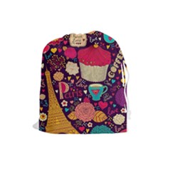 Cute Colorful Doodles Colorful Cute Doodle Paris Drawstring Pouches (large)  by Nexatart