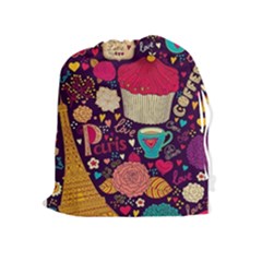 Cute Colorful Doodles Colorful Cute Doodle Paris Drawstring Pouches (extra Large) by Nexatart