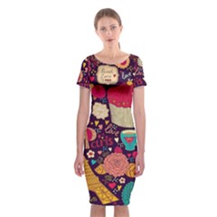 Cute Colorful Doodles Colorful Cute Doodle Paris Classic Short Sleeve Midi Dress by Nexatart