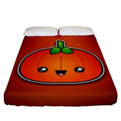 Simple Orange Pumpkin Cute Halloween Fitted Sheet (california King Size) by Nexatart