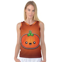 Simple Orange Pumpkin Cute Halloween Women s Basketball Tank Top by Nexatart