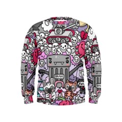 0 Sad War Kawaii Doodle Kids  Sweatshirt