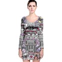 0 Sad War Kawaii Doodle Long Sleeve Velvet Bodycon Dress View1