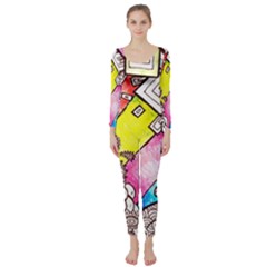 Beautiful Colorful Doodle Long Sleeve Catsuit by Nexatart