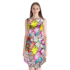 Beautiful Colorful Doodle Sleeveless Chiffon Dress   by Nexatart