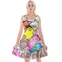 Beautiful Colorful Doodle Reversible Velvet Sleeveless Dress View1