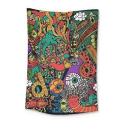 Monsters Colorful Doodle Small Tapestry by Nexatart
