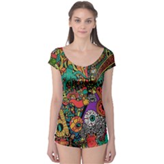 Monsters Colorful Doodle Boyleg Leotard  by Nexatart