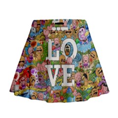 Doodle Art Love Doodles Mini Flare Skirt by Nexatart