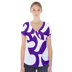 Hindu Om Symbol (purple) Short Sleeve Front Detail Top by abbeyz71