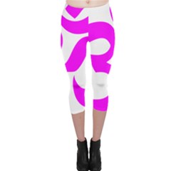 Hindu Om Symbol (magenta) Capri Leggings 