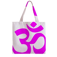 Hindu Om Symbol (magenta) Zipper Grocery Tote Bag