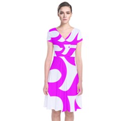 Hindu Om Symbol (magenta) Short Sleeve Front Wrap Dress