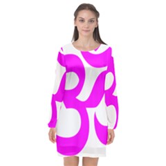 Hindu Om Symbol (magenta) Long Sleeve Chiffon Shift Dress 