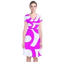 Hindu Om Symbol (magenta) Short Sleeve Front Wrap Dress