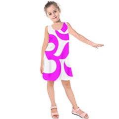 Hindu Om Symbol (magenta) Kids  Sleeveless Dress