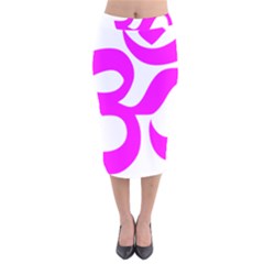 Hindu Om Symbol (magenta) Velvet Midi Pencil Skirt