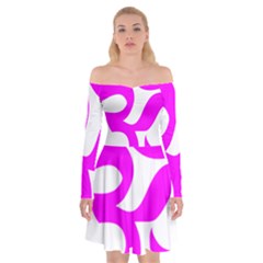 Hindu Om Symbol (magenta) Off Shoulder Skater Dress