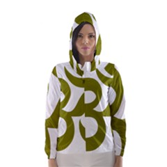 Hindi Om Symbol (olive) Hooded Wind Breaker (women)