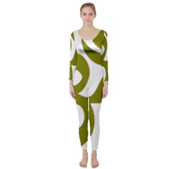 Hindi Om Symbol (olive) Long Sleeve Catsuit