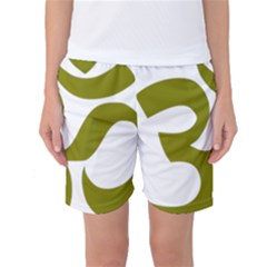 Hindi Om Symbol (olive) Women s Basketball Shorts