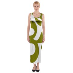 Hindi Om Symbol (olive) Fitted Maxi Dress