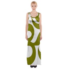 Hindi Om Symbol (olive) Maxi Thigh Split Dress