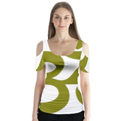 Hindi Om Symbol (olive) Butterfly Sleeve Cutout Tee 