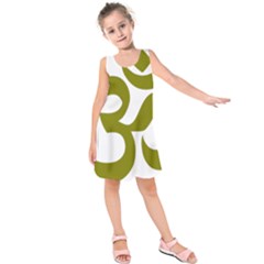 Hindi Om Symbol (olive) Kids  Sleeveless Dress