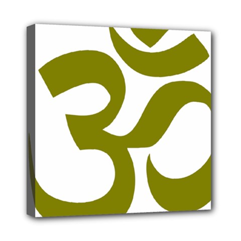 Hindu Om Symbol (olive) Mini Canvas 8  X 8 