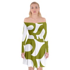 Hindu Om Symbol (olive) Off Shoulder Skater Dress