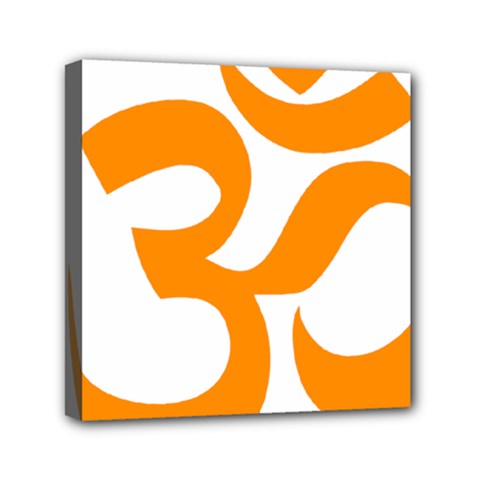 Hindu Om Symbol (orange) Mini Canvas 6  X 6 