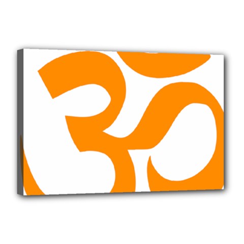Hindu Om Symbol (orange) Canvas 18  X 12 