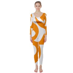 Hindu Om Symbol (orange) Long Sleeve Catsuit by abbeyz71