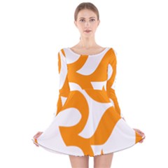 Hindu Om Symbol (orange) Long Sleeve Velvet Skater Dress by abbeyz71