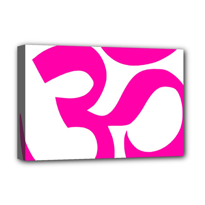 Hindu Om Symbol (Pink) Deluxe Canvas 18  x 12  