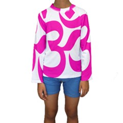 Hindu Om Symbol (pink) Kids  Long Sleeve Swimwear by abbeyz71