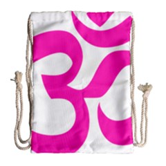 Hindu Om Symbol (pink) Drawstring Bag (large) by abbeyz71